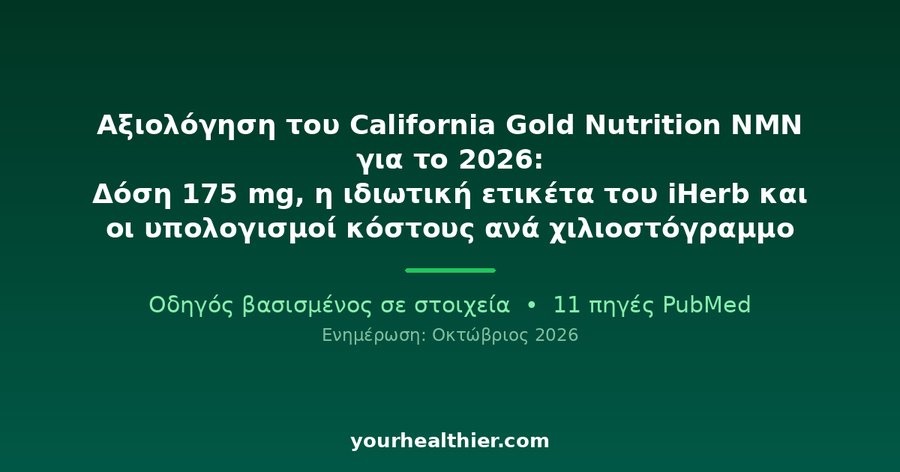 Αξιολόγηση του California Gold Nutrition NMN για το 2026: Δόση 175 mg, η ιδιωτική ετικέτα του iHerb και οι υπολογισμοί κόστους ανά χιλιοστόγραμμο