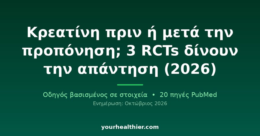 Κρεατίνη πριν ή μετά την προπόνηση; 3 RCTs δίνουν την απάντηση (2026)