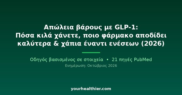 Απώλεια βάρους με GLP-1: Πόσα κιλά χάνετε, ποιο φάρμακο αποδίδει καλύτερα & χάπια έναντι ενέσεων (2026)