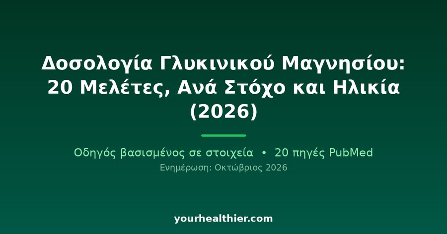 Δοσολογία Γλυκινικού Μαγνησίου: 20 Μελέτες, Ανά Στόχο και Ηλικία (2026)
