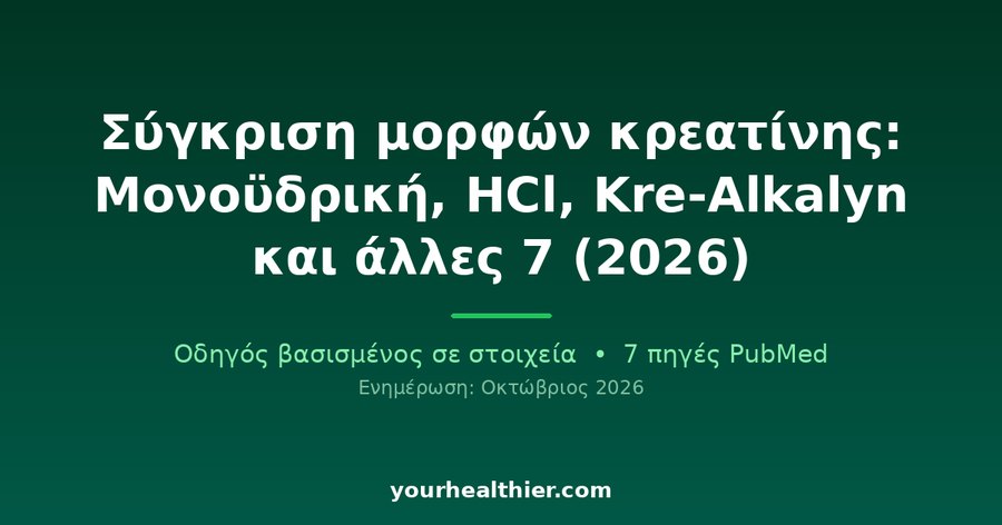 Σύγκριση μορφών κρεατίνης: Μονοϋδρική, HCl, Kre-Alkalyn και άλλες 7 (2026)